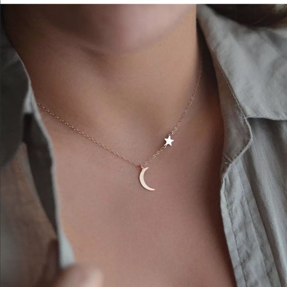 Pawsitively Posh Jewelry - {LAUREL} dainty gold Crescent Moon Star Necklace